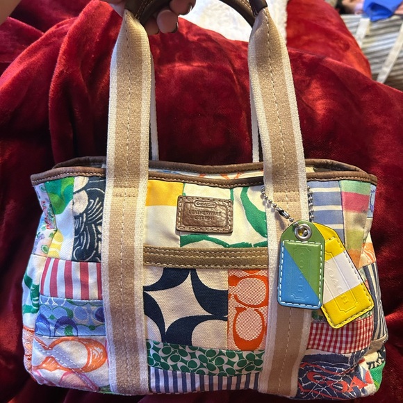 Gorgeous Vintage COACH 10454 Patchwork Handbag Multicolor Canvas & Leather Y2K - Picture 12 of 13